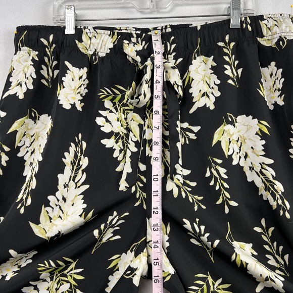 H&M Wide Leg Pants Womens XL Black White Relaxed Party Casual Travel Packable - Picture 5 of 14